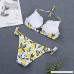 Womens Two-Piece Swimsuit with Steel Plate Tie with Bow Lemon Print Split Bikini White B07LCJ9Y53
